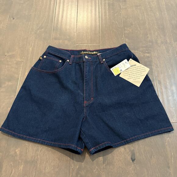 NWT Y2K Second Generation Denim Shorts Women 16 Dark Rhinestone Star Pockets - Picture 3 of 16